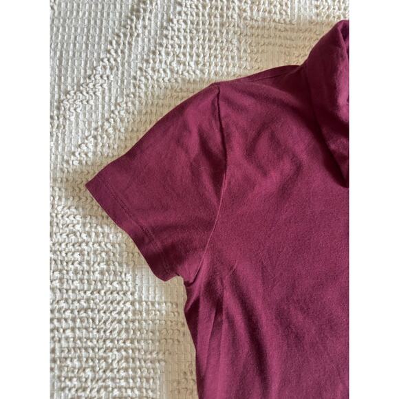 Forever 21 Cropped Polo Shirt Maroon Size Medium Pre-Owned - Picture 3 of 10